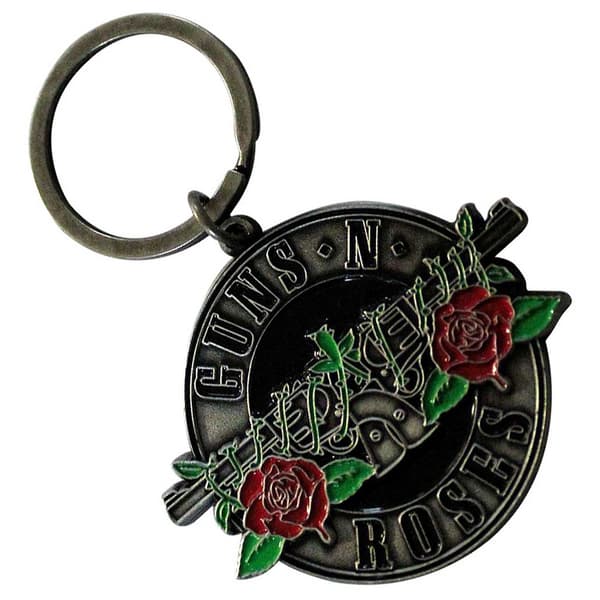 Guns N' Roses Silver Circle Band Logo Keychain One Size