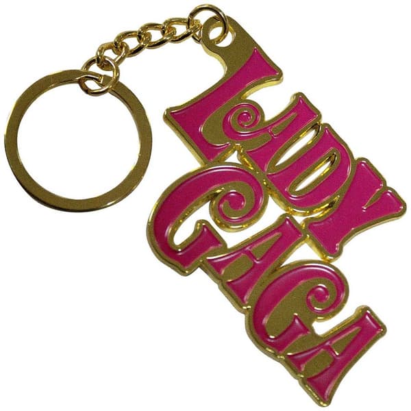 Lady Gaga Nyckelring med virvlande logotyp Pink/Gold One Size