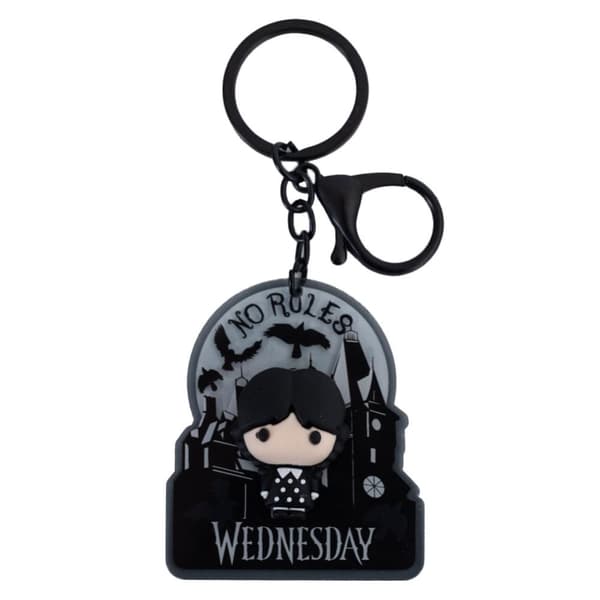 Wednesday No Rules Chibi 3D Keyring Black/Grey One Size