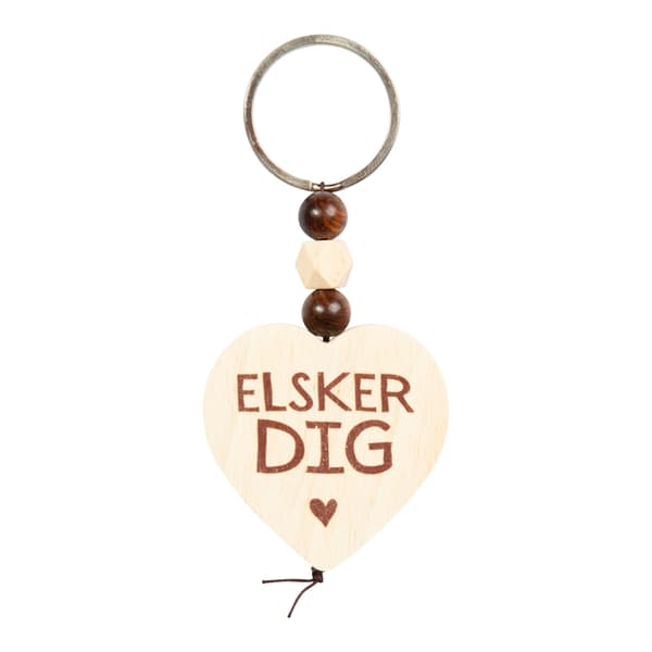 Træhjerte Elsker Dig Nøglering
