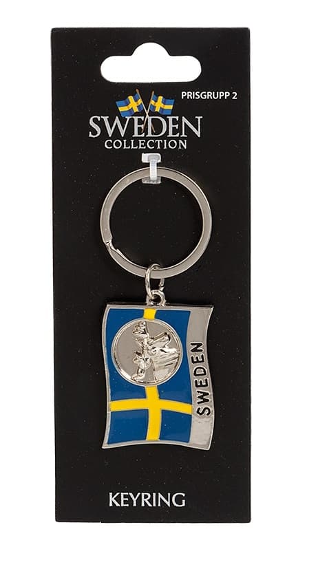 Svensk Flagga med Älg Nyckelring