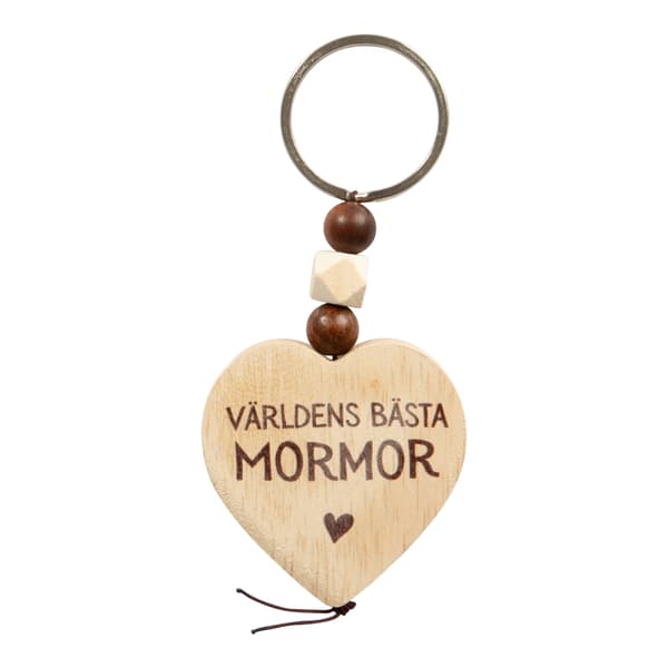 Træhjerte Världens Bästa Mormor Nøglering