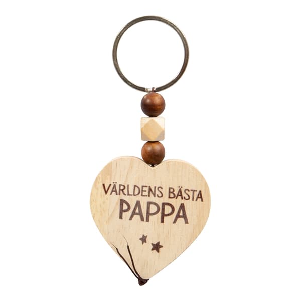 Hjärta i Trä Världens Bästa Pappa Nyckelring