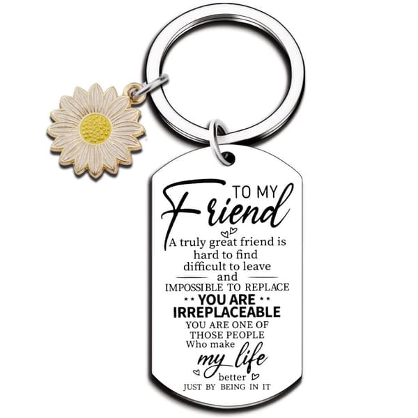 INF To My Friends Sunflower Keychain - Vänskapspresent i rostfritt stål Model 2