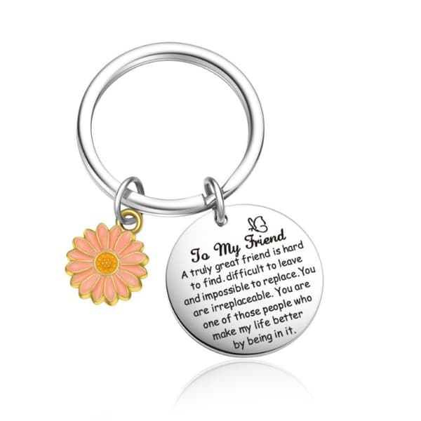 To My Friends Sunflower Keychain - Vänskapspresent i rostfritt stål Model 1