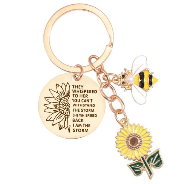 INF Sunflower Bee Nyckelring - Nyckelring i rostfritt stål Model 2