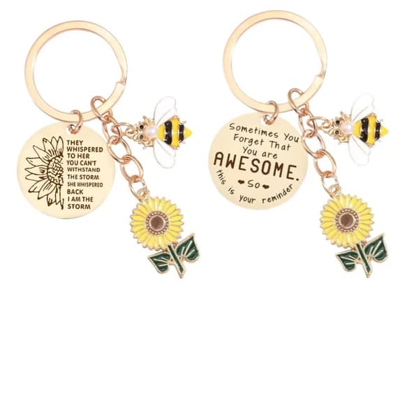 INF Sunflower Bee Nyckelring - Nyckelring i rostfritt stål Model 1