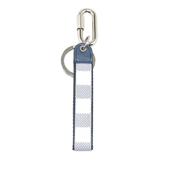 Pre-owned Louis Vuitton Damier Azur Coastline Matchpoint Dragonne Key Chain White