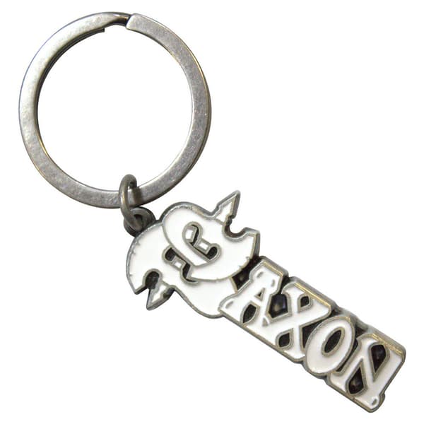 Saxon White Band Logo Keyring Keychain One Size