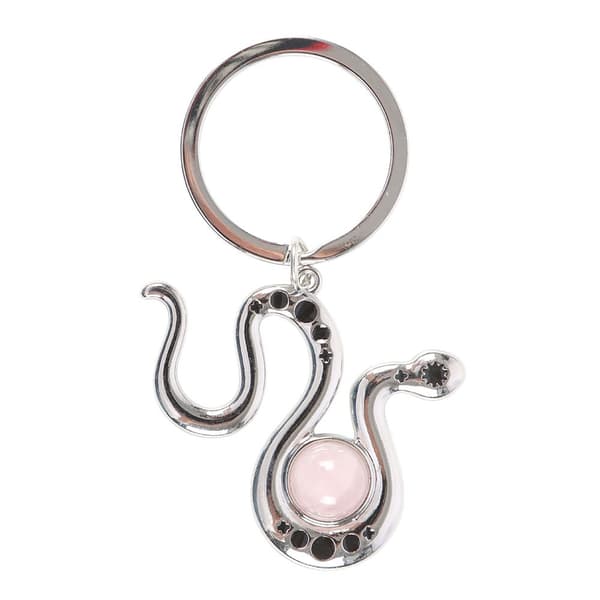 Something Different Serpentine Snake Rose Quartz Keyring Silver/Pink One Size