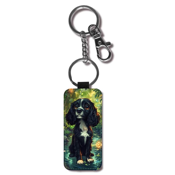Barn Söt Tecknad Cocker Spaniel Hund Nyckelring