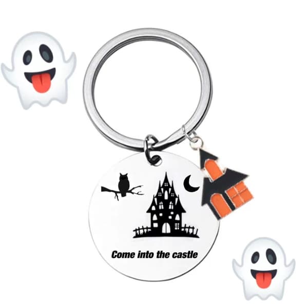 INF Halloween Nyckelring, Rostfritt stål Cartoon Owl Castle Nyckelring