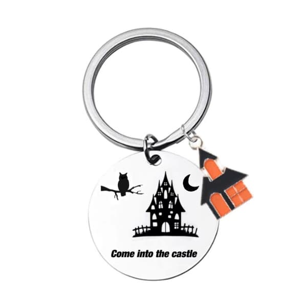 INF Halloween Nyckelring, Rostfritt stål Cartoon Owl Castle Nyckelring
