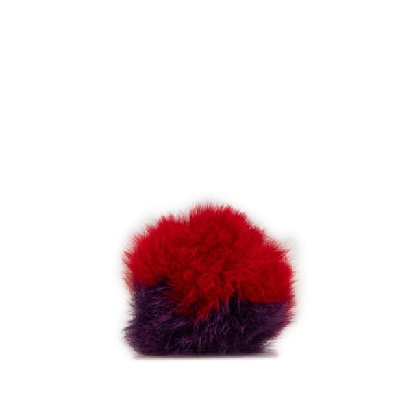 Pre-owned Fendi Fur Pom-Pom Bag Charm Red