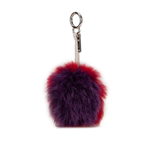 Pre-owned Fendi Fur Pom-Pom Bag Charm Red