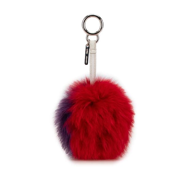 Pre-owned Fendi Fur Pom-Pom Bag Charm Red