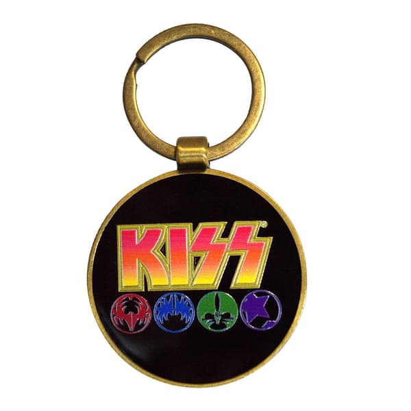 Kiss Army / Logo & Icons Double Sided Keyring Black/Multicoloured One Size