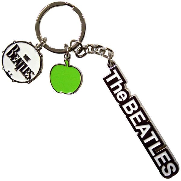 The Beatles Drum & Apple Charms Logo Keyring Black/White/Green One Size