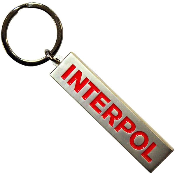 Interpol Text Logo Enamel Keyring Silver/Red One Size