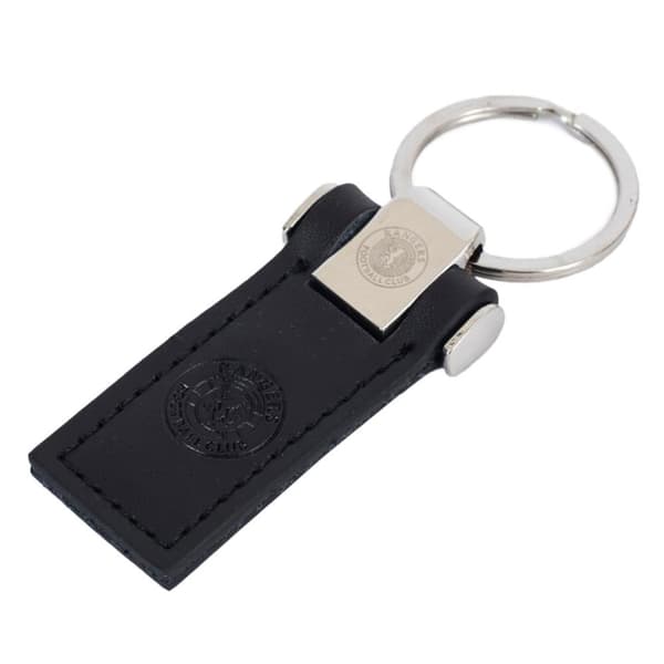 Rangers FC Crest Leather Keyring Black/Silver One Size