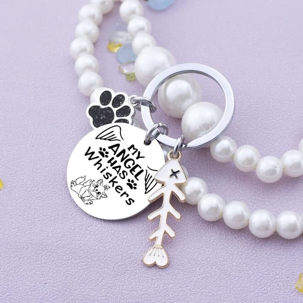 INF Rustfrit stål nøglering Cat Lover Gift - Min engel har knurhår