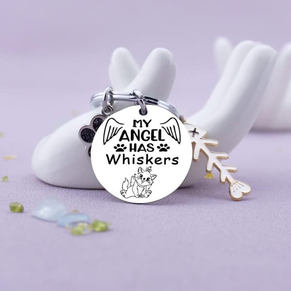 INF Rustfrit stål nøglering Cat Lover Gift - Min engel har knurhår