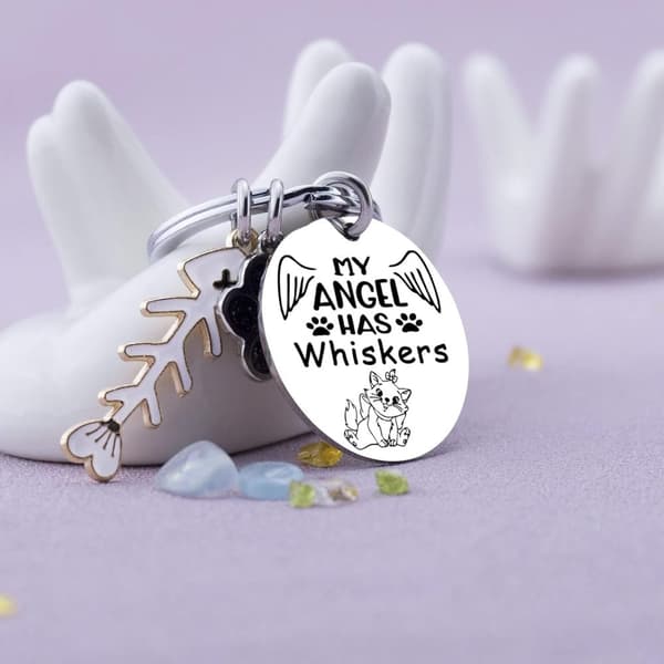 INF Rustfrit stål nøglering Cat Lover Gift - Min engel har knurhår