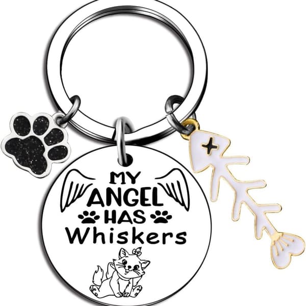 INF Rustfrit stål nøglering Cat Lover Gift - Min engel har knurhår