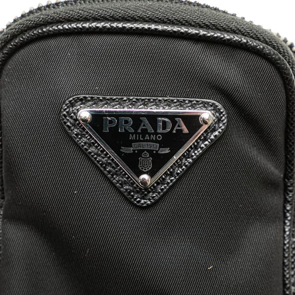 Pre-owned Prada Re Nylon Pouch Key Chain Black