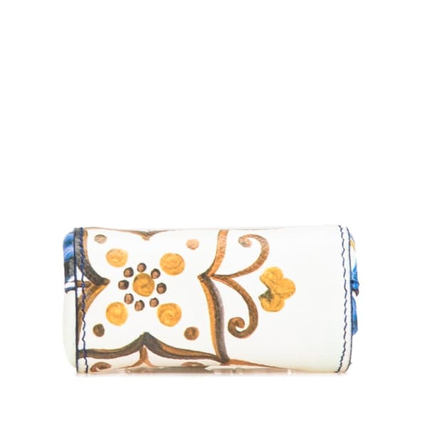 Pre-owned Dolce & Gabbana Leather Sicily Key Chain White