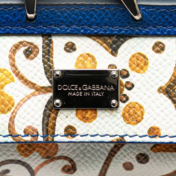 Pre-owned Dolce & Gabbana Leather Sicily Key Chain White