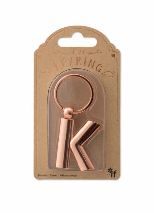 Nyckelring - If nyckelfodral - 47311 - Nyckelring i metall med personliga bokstäver i alfabetet - Roséguld - K