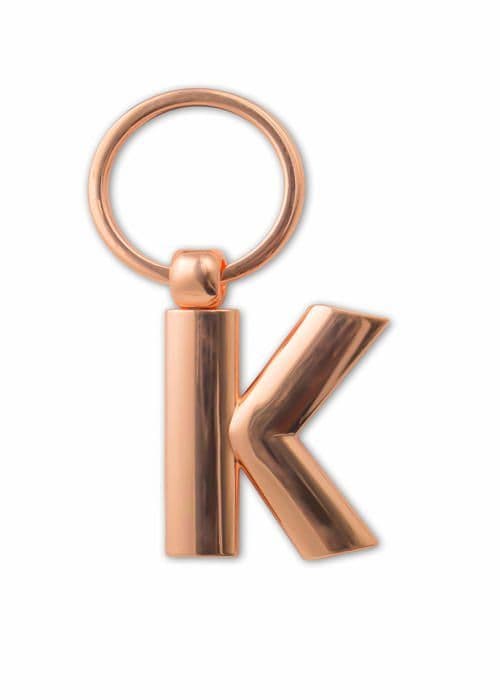 Nyckelring - If nyckelfodral - 47311 - Nyckelring i metall med personliga bokstäver i alfabetet - Roséguld - K