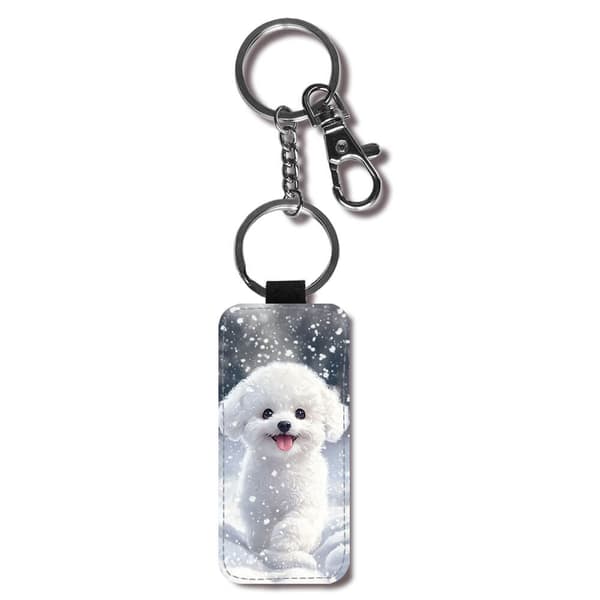 Barn Söt Tecknad Bichon Frise Hund Nyckelring