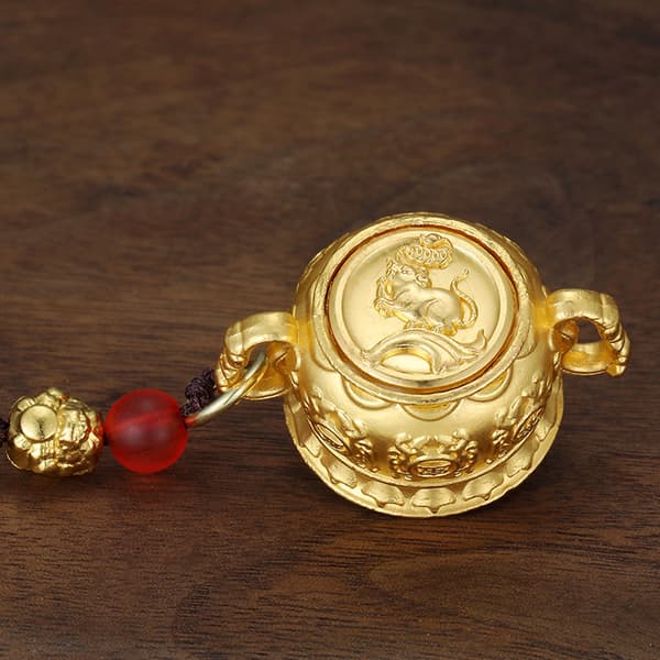 INF Lyckobringande nyckelring med kinesisk zodiakens förmögenhetskruka och Pixiu-amulett Model 1