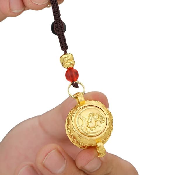 INF Lyckobringande nyckelring med kinesisk zodiakens förmögenhetskruka och Pixiu-amulett Model 1