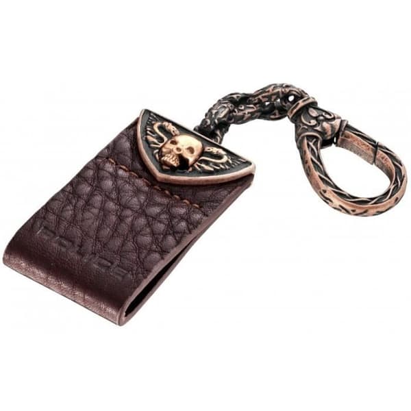Nyckelring - POLICE JEWELS - Mod. DIABLO - Brunt läder - Elegant design - Unisex