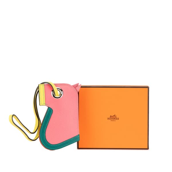 Pre-owned Hermès Epsom Camail Key Holder Bag Charm Pink