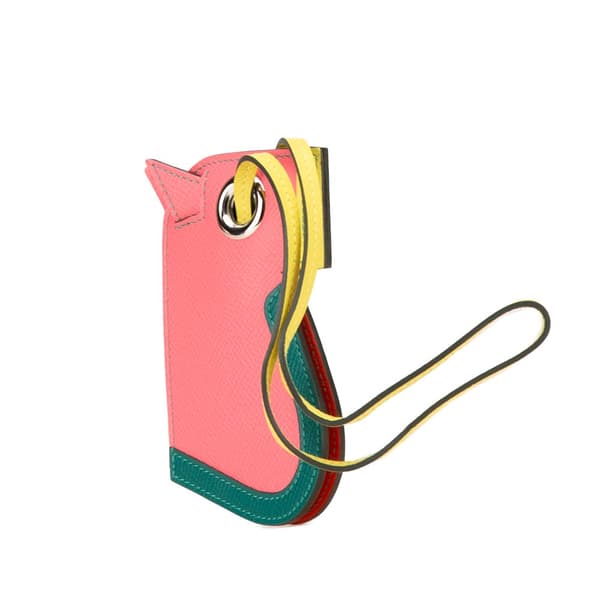 Pre-owned Hermès Epsom Camail Key Holder Bag Charm Pink