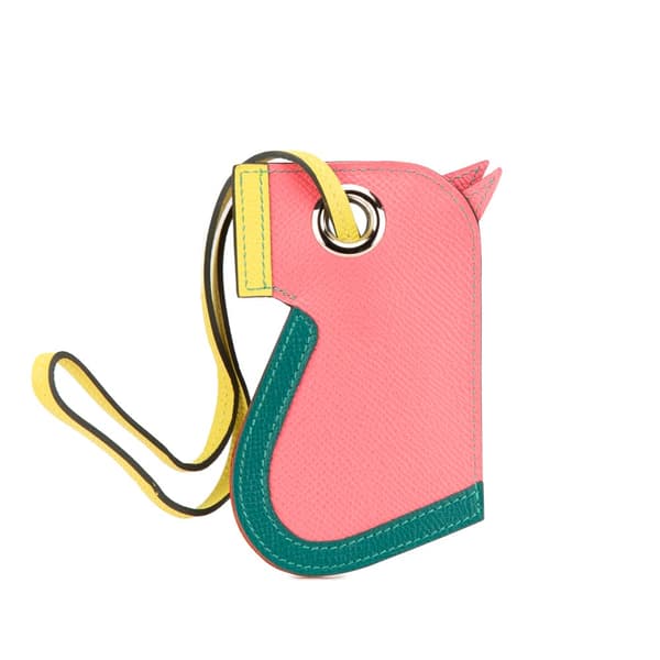 Pre-owned Hermès Epsom Camail Key Holder Bag Charm Pink