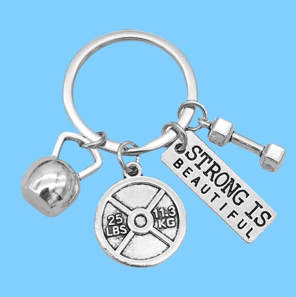 Viktlyftningsnyckelring: Hantel, Skivstång, Kettlebell-berlock Model 1