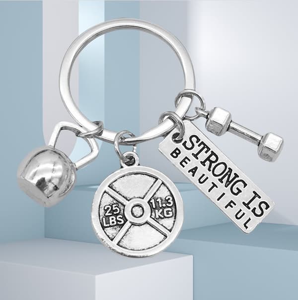 Viktlyftningsnyckelring: Hantel, Skivstång, Kettlebell-berlock Model 1