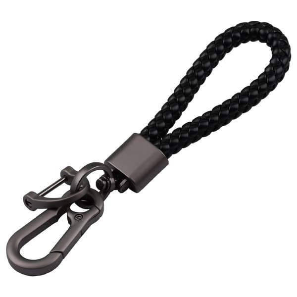 INF Nyckelring i flätad rep med pärla och metallfinish
