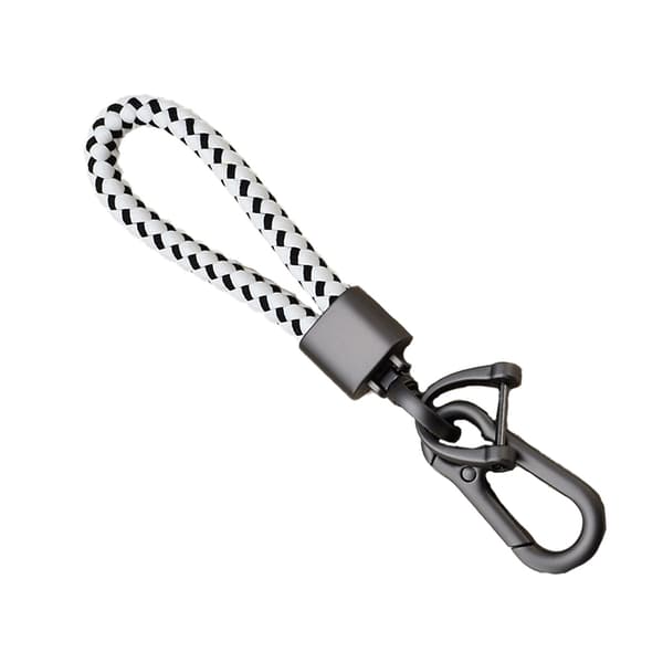 INF Nyckelring i flätad rep med pärla och metallfinish