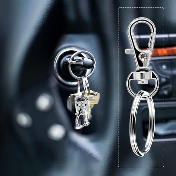 80 pakkauksen hopeiset avaimenperät karbiinirenkailla
