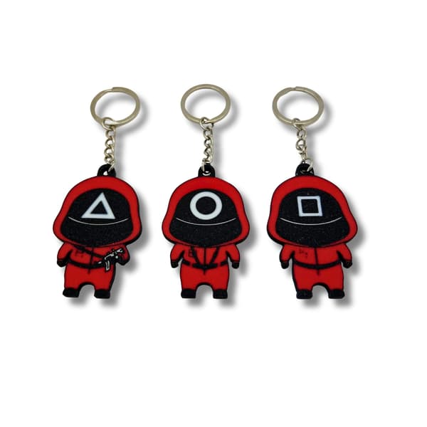 3-pack Squid Game 2 soldat nyckelring kedja blixtlås