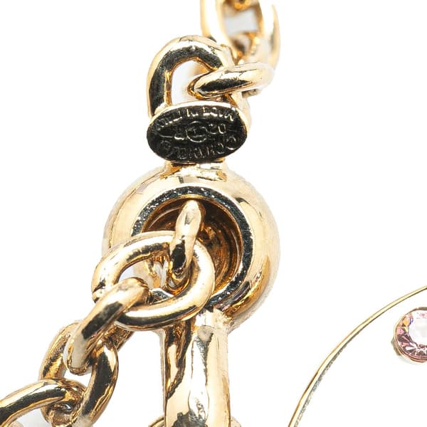 Pre-owned Chanel Gold Plated Rhinestone CC Heart Charm Gold