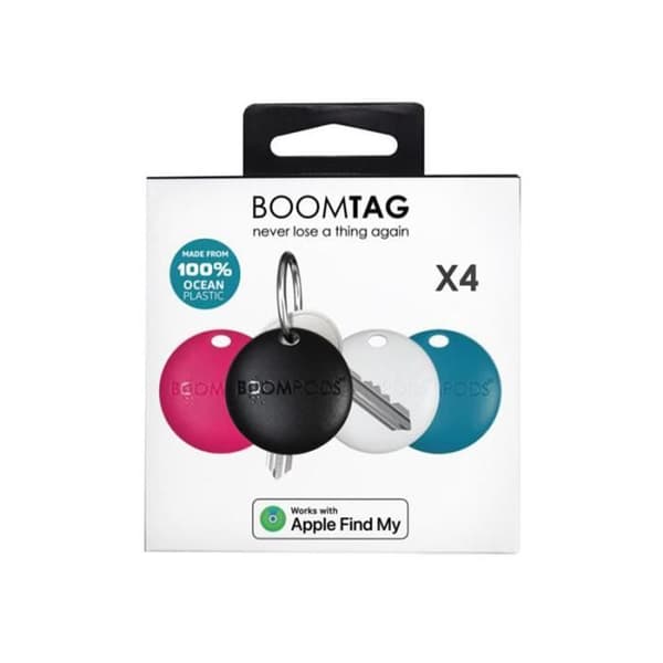Parti av 4 Airtag Nyckelringar Modell Boomtag Kompatibel med Apple Hitta Min IPX5 Boompods Flerfärgad