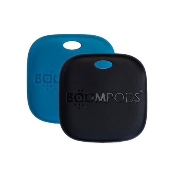 Set med 2 Airtag nyckelringar Modell Boomtag med Apple Find My IPX7 Oupphörlig Boompods Blå
