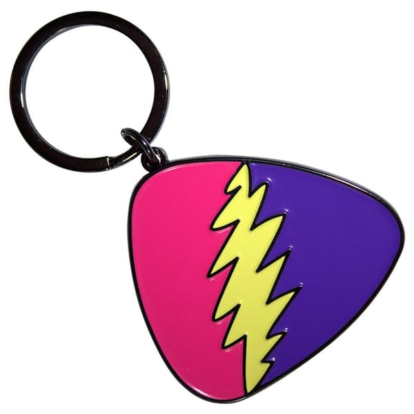 Grateful Dead Pink Purple Plectrum Keyring Keychain One Size
